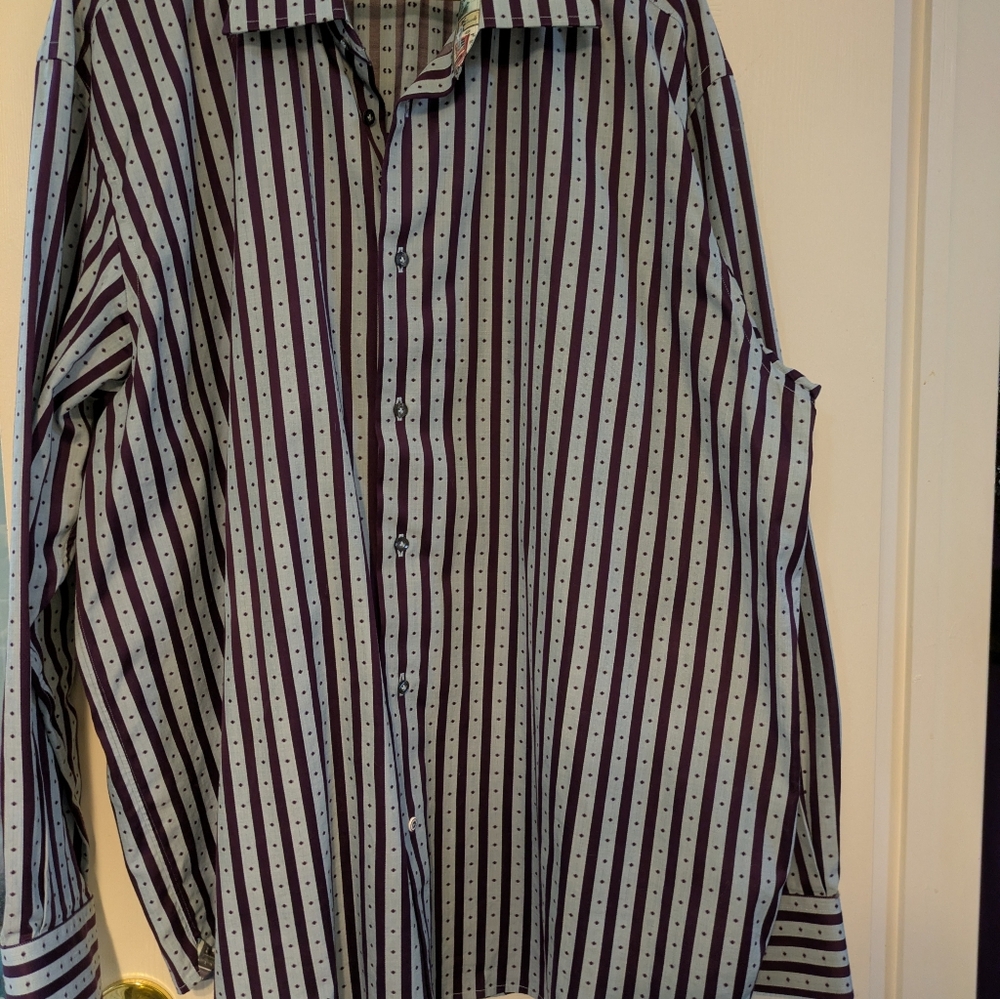 Men's Striped Purple and Blue Shirt